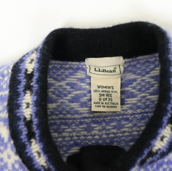 L.L.Bean purple nordic Fair Isle merino sweater - Picture 8 of 8